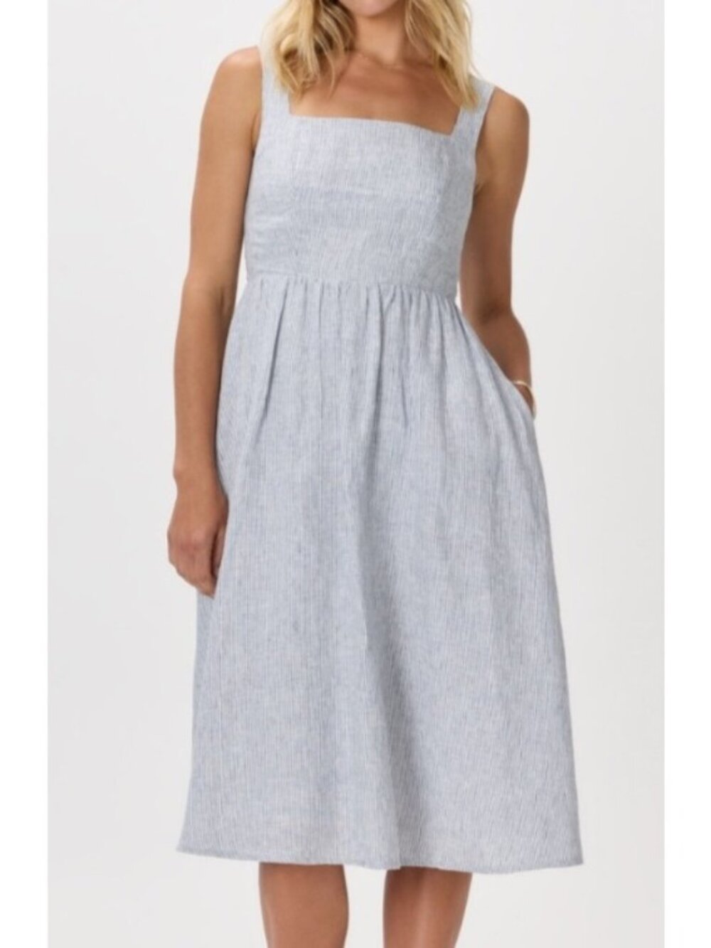 Quince Women's Sz XL European 100% Linen Fit & Flare Midi Dress